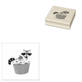Carimbo De Borracha Cupcake de guaxinim e chocolate