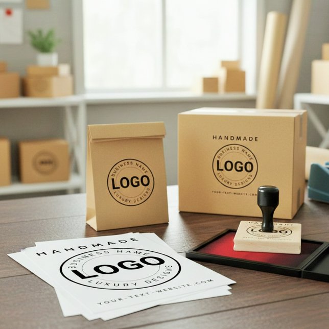 Carimbo De Borracha Custom Business Logo & Website | Handmade Brand  (Logo stamp custom template)