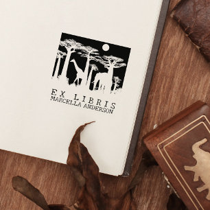 Carimbo De Borracha Custom Ex Libris, African Animals Forest Book