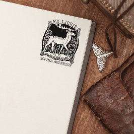 Carimbo De Borracha Custom Ex Libris, Vintage Deer Book 