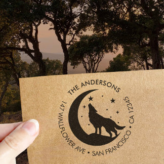 Carimbo De Borracha Custom Family Name Wolf Moon Return Wood Art Stamp