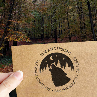 Carimbo De Borracha Custom Family Name Wolf Moon Return Wood Art Stamp