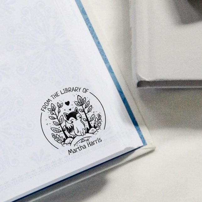 Carimbo De Borracha Custom From the Library Of, Cute Fox  (Criador carregado)