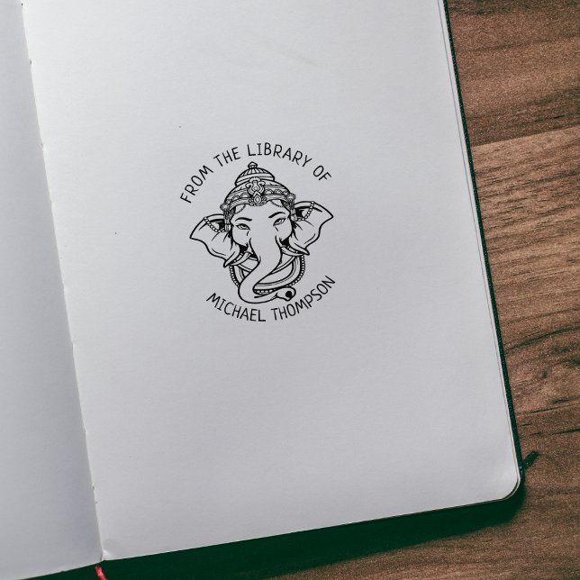 Carimbo De Borracha Custom From the Library Of, Ganesha Hindu God   (Criador carregado)