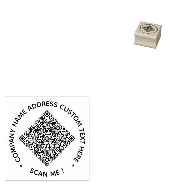 Carimbo De Borracha Custom QR Code and Text Round Rubber Stamp Example (Carimbado)