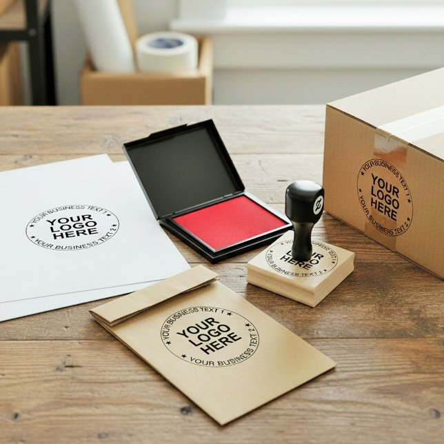 Carimbo De Borracha Custom Round Logo Stamp. Modern Business Text Seal (Custom Handmade Your Business Logo Rubber Stamp)