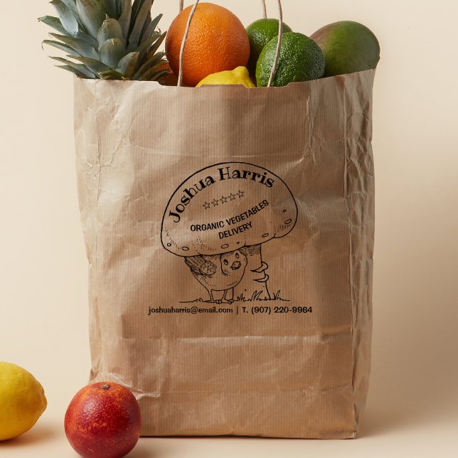 Carimbo De Borracha Cute Bird With Mushroom, Organic Food Delivery (Criador carregado)