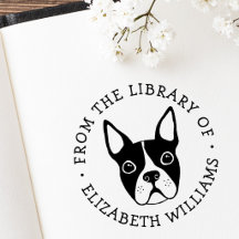 Cute boston terrier da biblioteca do nome do livro