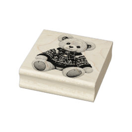 Carimbo De Borracha Cute Christmas Teddy Bear in Sweater and Bow