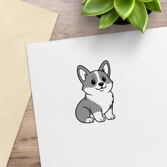 Carimbo De Borracha Cute Corgi Dog 1x1 (Criador carregado)