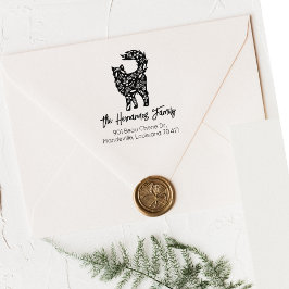 Carimbo De Borracha Cute Decorated Cat, Family Return Address   