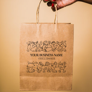 Carimbo De Borracha Cute Fox Autumn Pattern Custom Business, Large