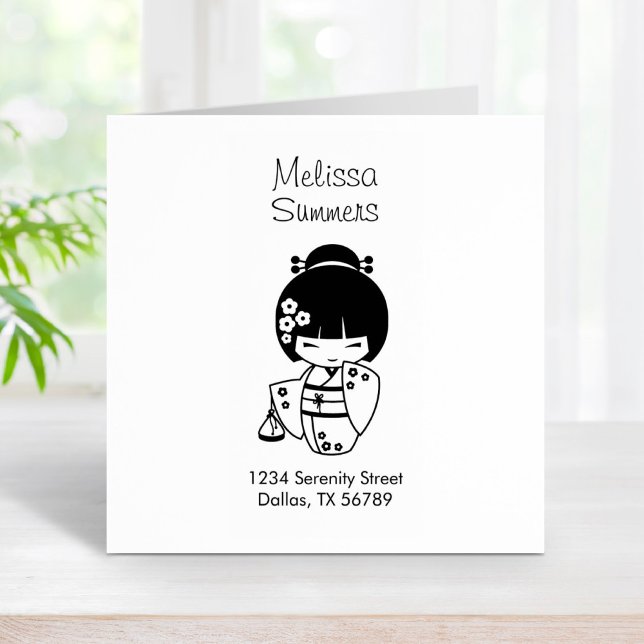 Carimbo De Borracha Cute Geisha Girl Address (Criador carregado)