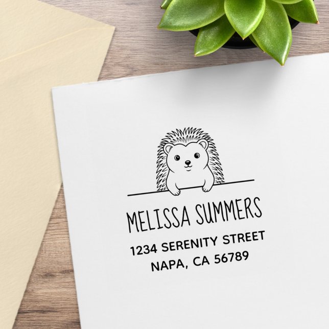 Carimbo De Borracha Cute Hedgehog Address (Criador carregado)