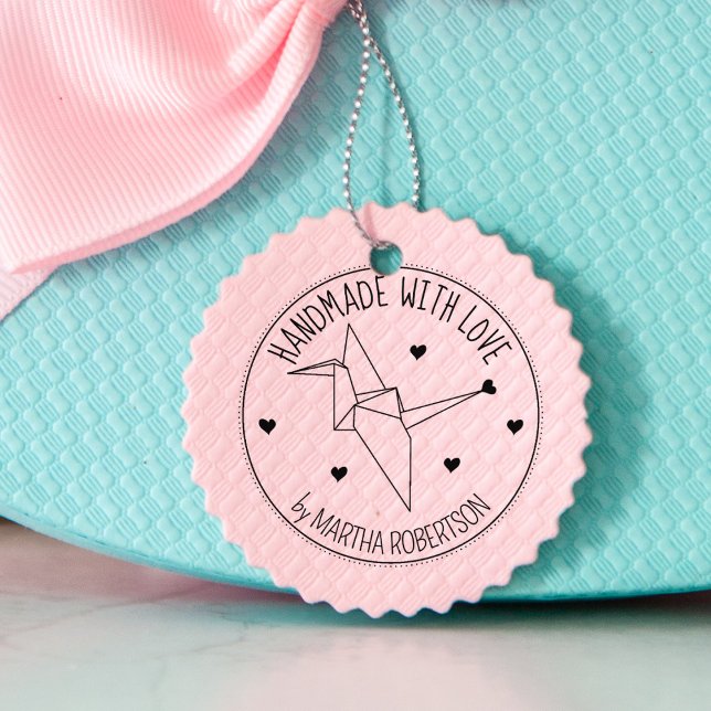 Carimbo De Borracha "Cute Origami Custom Handmade with love", (Criador carregado)