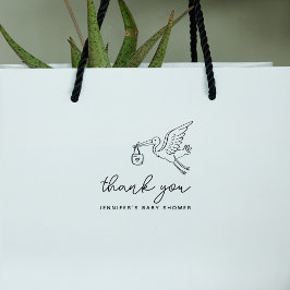 Carimbo De Borracha Cute Stork Doodle Baby Shower Obrigado