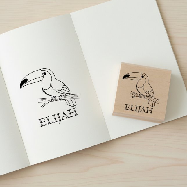 Carimbo De Borracha Cute Toucan with Name Stamp (Toucan with name stamp.)
