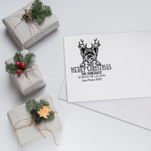 Cute Yorkshire Dog Christmas Return Address