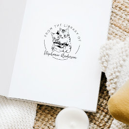 Carimbo De Borracha Da Biblioteca de, Livro de Gatos Bonitos