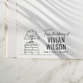 Carimbo De Borracha Da Biblioteca de Nome Personalizado Ex Libris Árvo