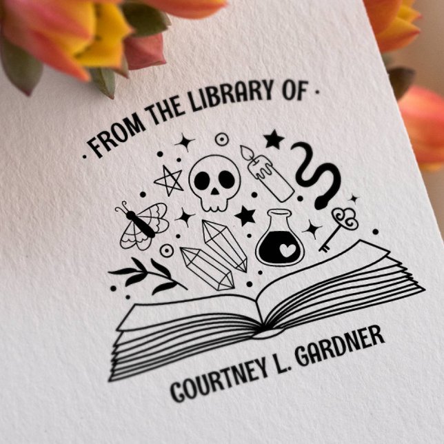 CARIMBO DE BORRACHA DA BIBLIOTECA DO SEU NOME LIVRO MÁGICO (From the librabry this book belongs to magic potion snake star)