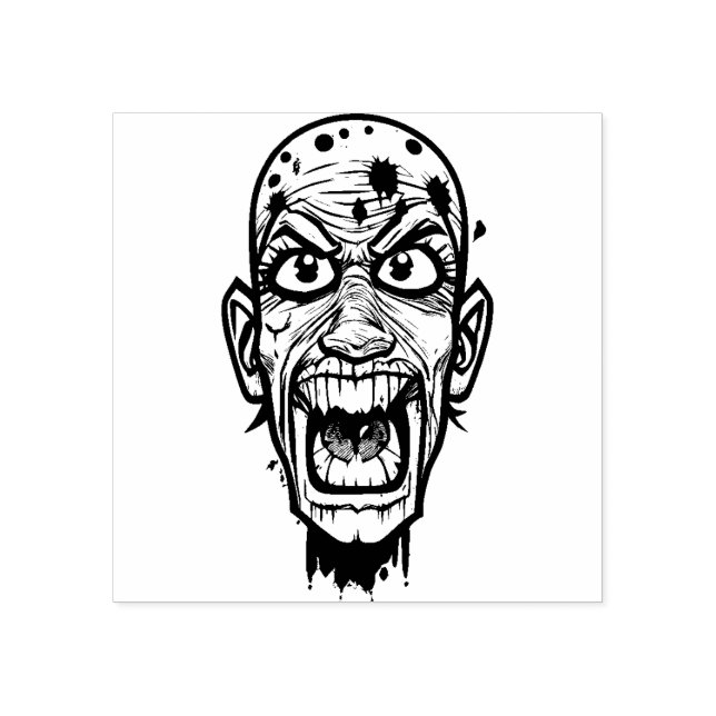 Carimbo de borracha da cabeça Zombie (Impressão)