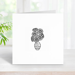 Carimbo De Borracha Daisy Flowers Buquê Vase 2