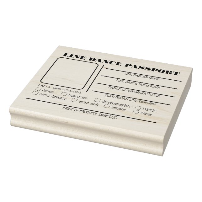 Carimbo de borracha de 4" x 5" LINE DANCE PASSPORT (Carimbo)