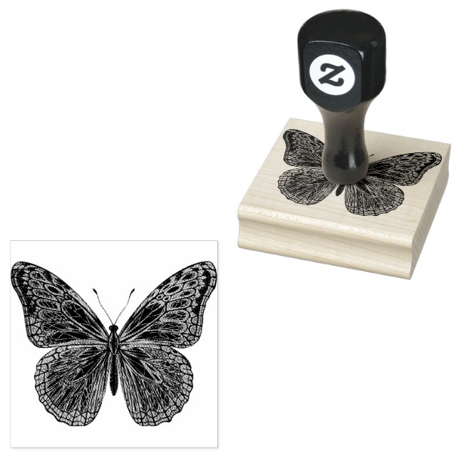 Carimbo de borracha de borboleta floreada de rico (Carimbado)