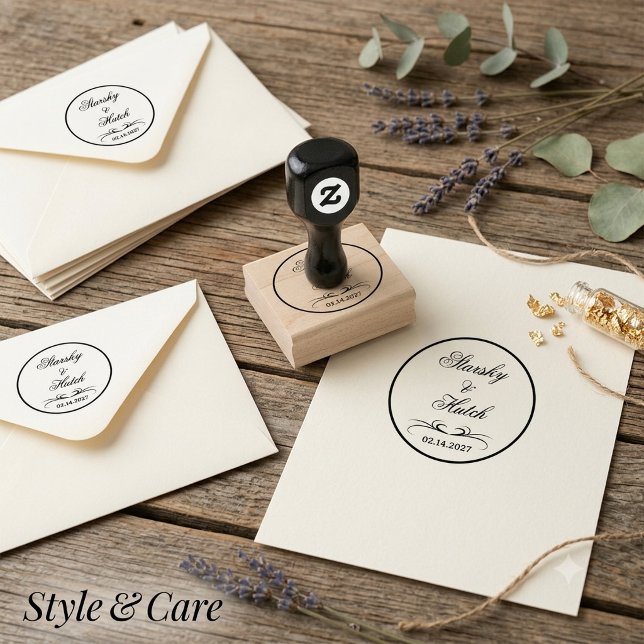 Carimbo de Borracha de Casamento de Madeira Elegan (Elegant Wooden Wedding Rubber Stamp Art Style)