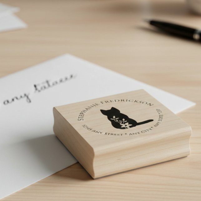 Carimbo de Borracha de Endereço de Retorno de Gato (Cat return address rubber stamp)
