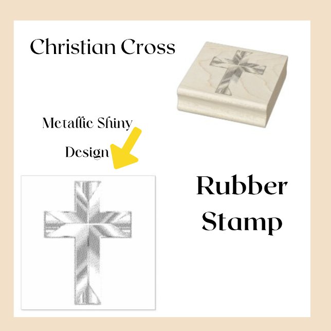 Carimbo de borracha de metal (Christian Cross with Metallic Design)