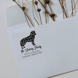 Carimbo De Borracha Decorated Husky Family Return Address    