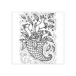 CARIMBO DE BORRACHA DEER HARE FOX FOREST WILDLIFE, CORNUCOPIA DA NATUR