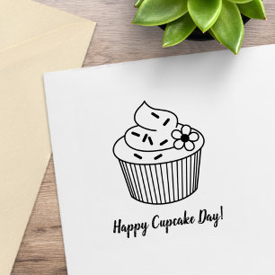 Carimbo De Borracha Delicioso Cupcake com Texto Personalizado no Glacê
