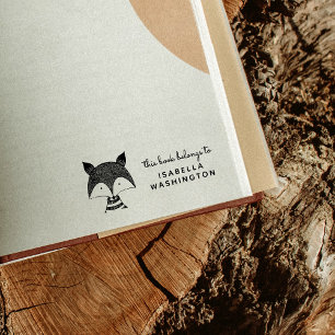 Carimbo De Borracha Desenhado mão este livro do Fox pertence ao nome