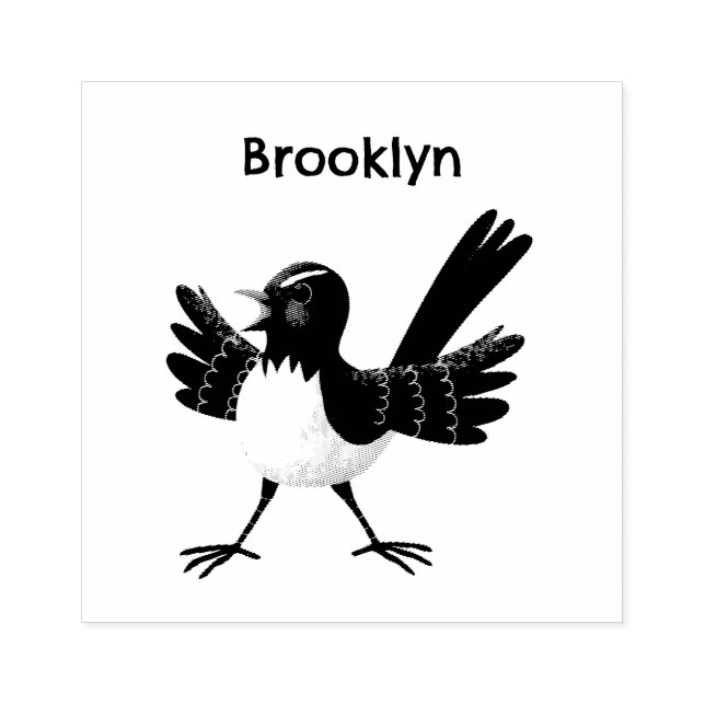 Carimbo De Borracha desenho animado australiano Willie Wagtail (Impressão)