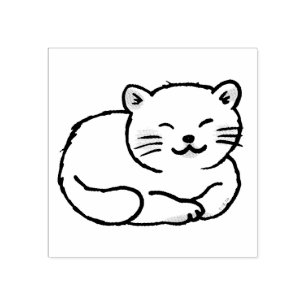 Carimbo De Borracha desenho animado de gato branco fofo