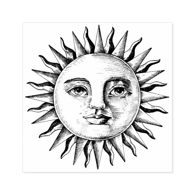 Carimbo De Borracha Desenho da vinheta Sun Face (Impressão)