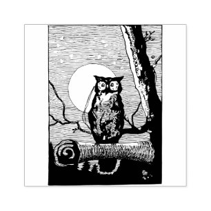 Carimbo De Borracha Desenho de coruja noturna de Vintage