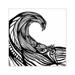 Carimbo De Borracha Desenho de ondas oceânicas