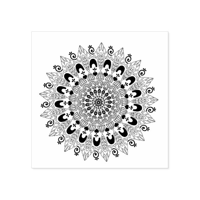 Carimbo De Borracha Design de flor de Mandala (Impressão)