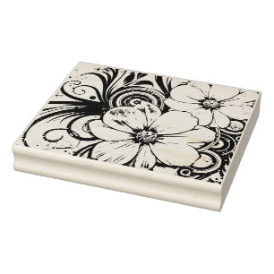 Carimbo De Borracha Design Floral - fazer da placa