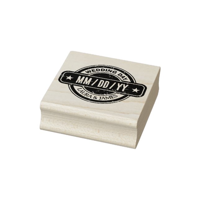 Carimbo De Borracha Distressed Custom Wedding Day Date  (Carimbo)