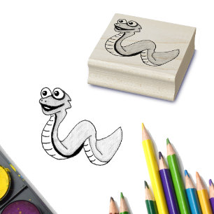 Carimbo De Borracha Diversão de Cobra de Cartoons Divertidos Ilustraçã