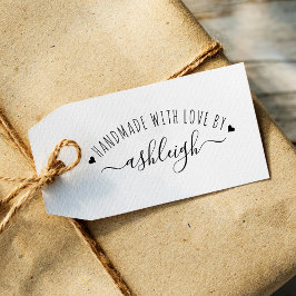 Carimbo De Borracha Doces Corações & Nome Escrito à Mão Feito Com Amor