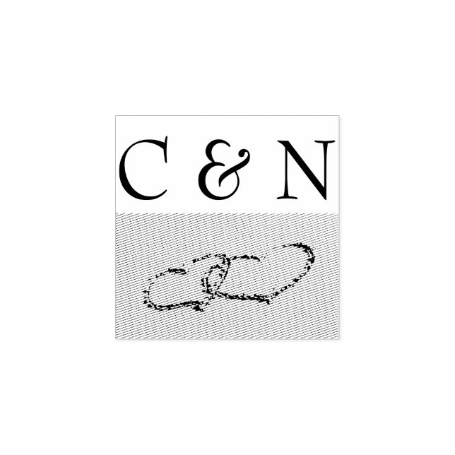 Carimbo De Borracha Dois Corações Na Areia (Impressão)