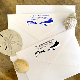 Carimbo De Borracha Dolphins Return Address Wooden Ink Stamp