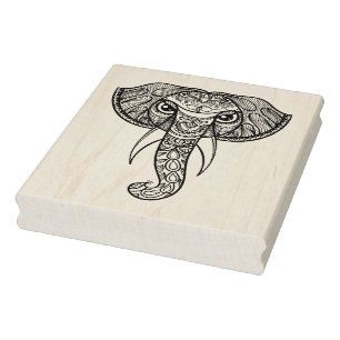Carimbo De Borracha Doodle da cabeça do elefante