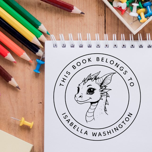 Carimbo De Borracha Dragão-Bebê Personalizado Este Livro Pertence Ao N (Criador carregado)